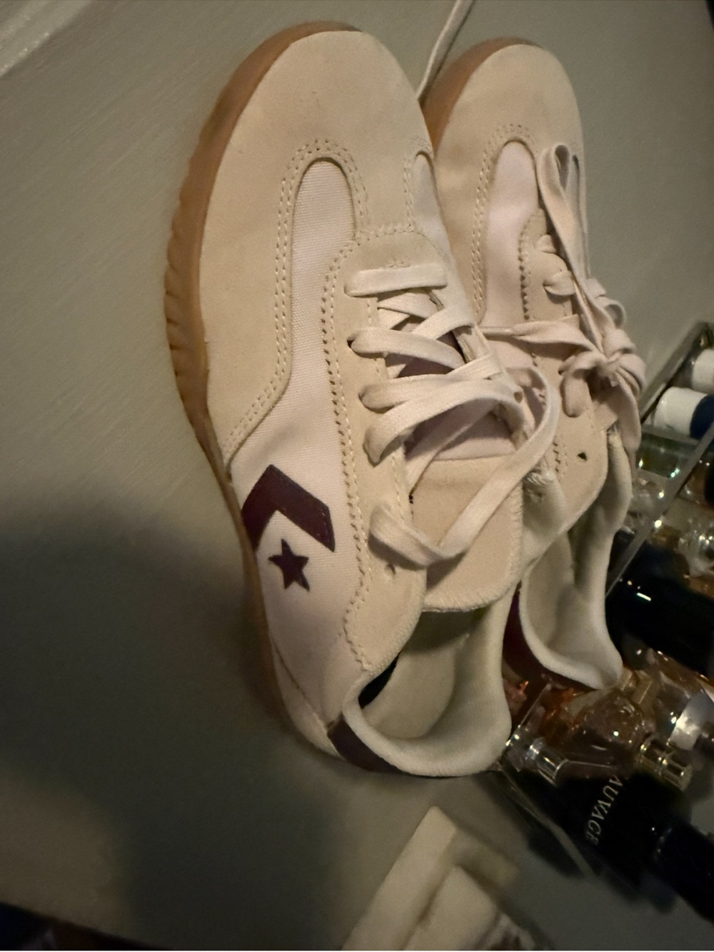 Converse Kids Cream Sneakers with Purple Chevron